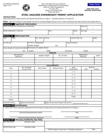 ny overweight permit application.